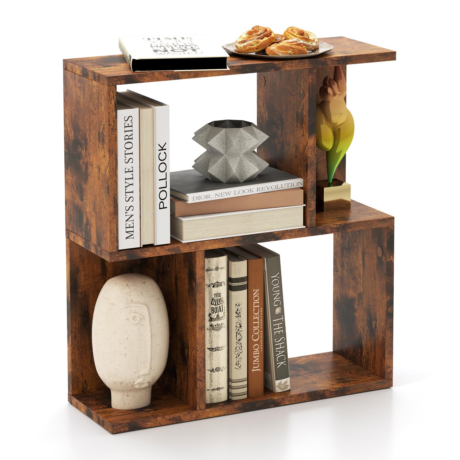 Tangkula 3 Tier Geometric Bookshelf