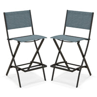 Counter Height Folding Bar Chairs with Back and Footrest - Tangkula