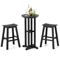 Tangkula 3PCS Outdoor HDPE Bar Table & Chair Set for 2