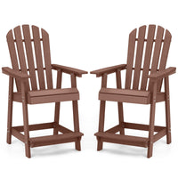Tangkula Outdoor Bar Stool, HDPE Tall Adirondack Chair with Armrest & Footrest