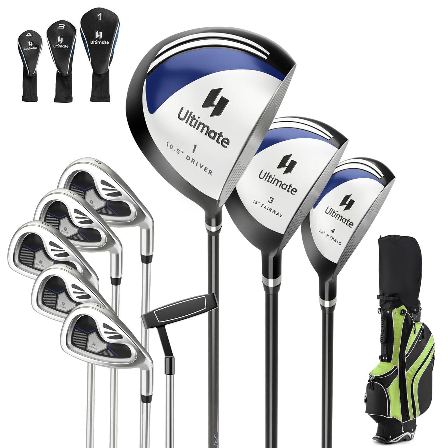 Tangkula Ensemble complet de 10 clubs de golf pour homme, droitier