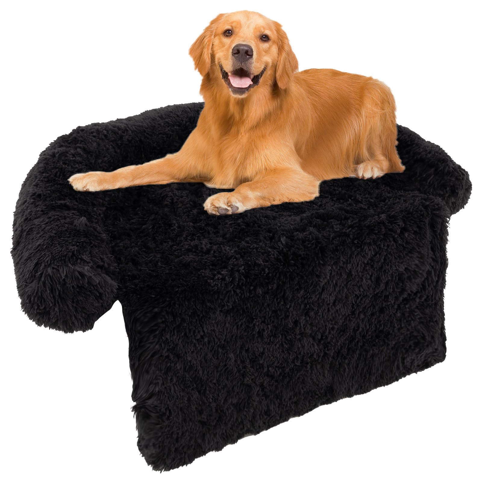 Tangkula Calming Dog Bed, Fluffy Plush Dog Mat Cover Protector for Couch with Detachable Washable Cover