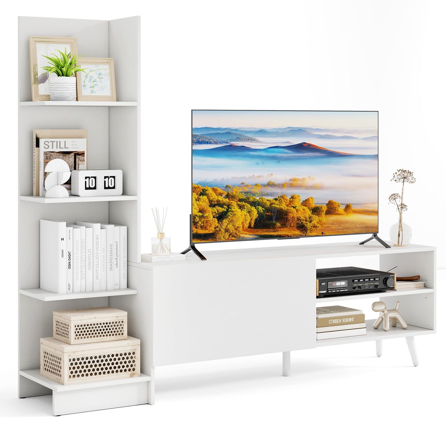 Meuble TV étagère blanc Tangkula pour téléviseurs jusqu'à 50 pouces
