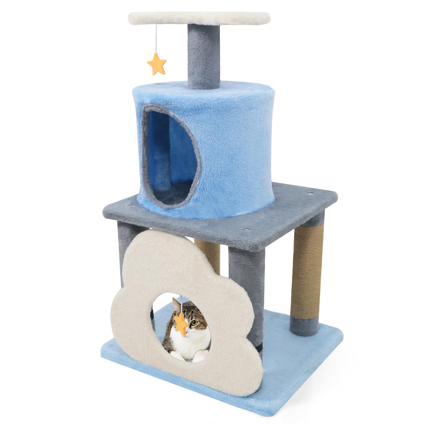 Tangkula 31.5 Inch Multi-Level Cat Tower with Jute Scratching Posts