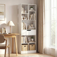 Tangkula 61” Tall Open Bookcase with Drawer 8-Cube Display Storage Cabinet Organizer(1/2)
