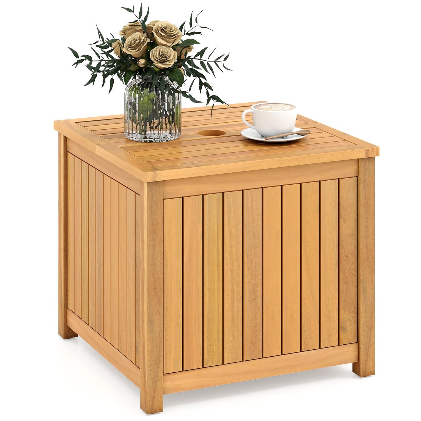 Tangkula 2-in-1 Outdoor Side Table with Storage