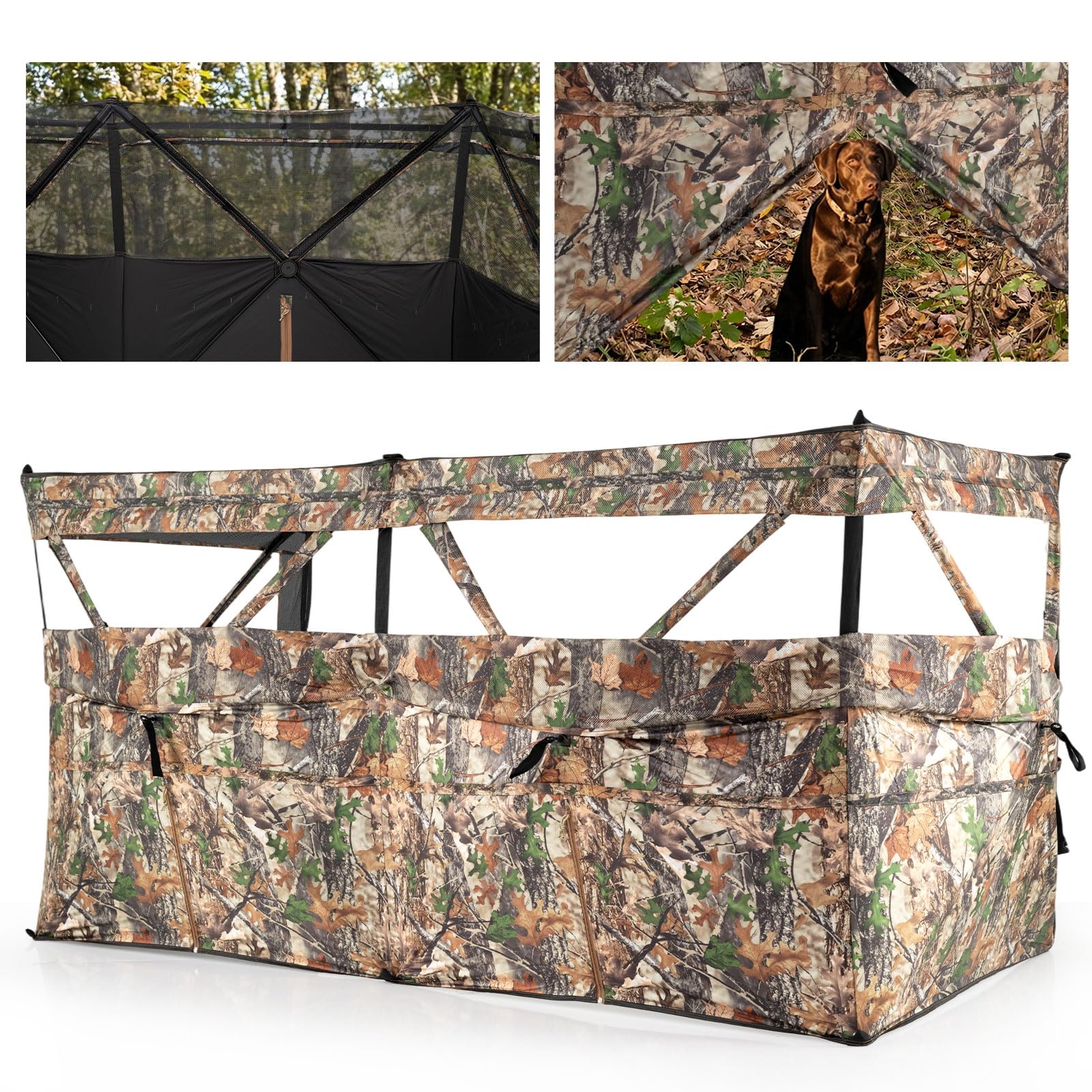 Tangkula 1-3 Person Pop-Up 3-Sided 360° See Through Ground Blind with Resilient Oxford Fabric