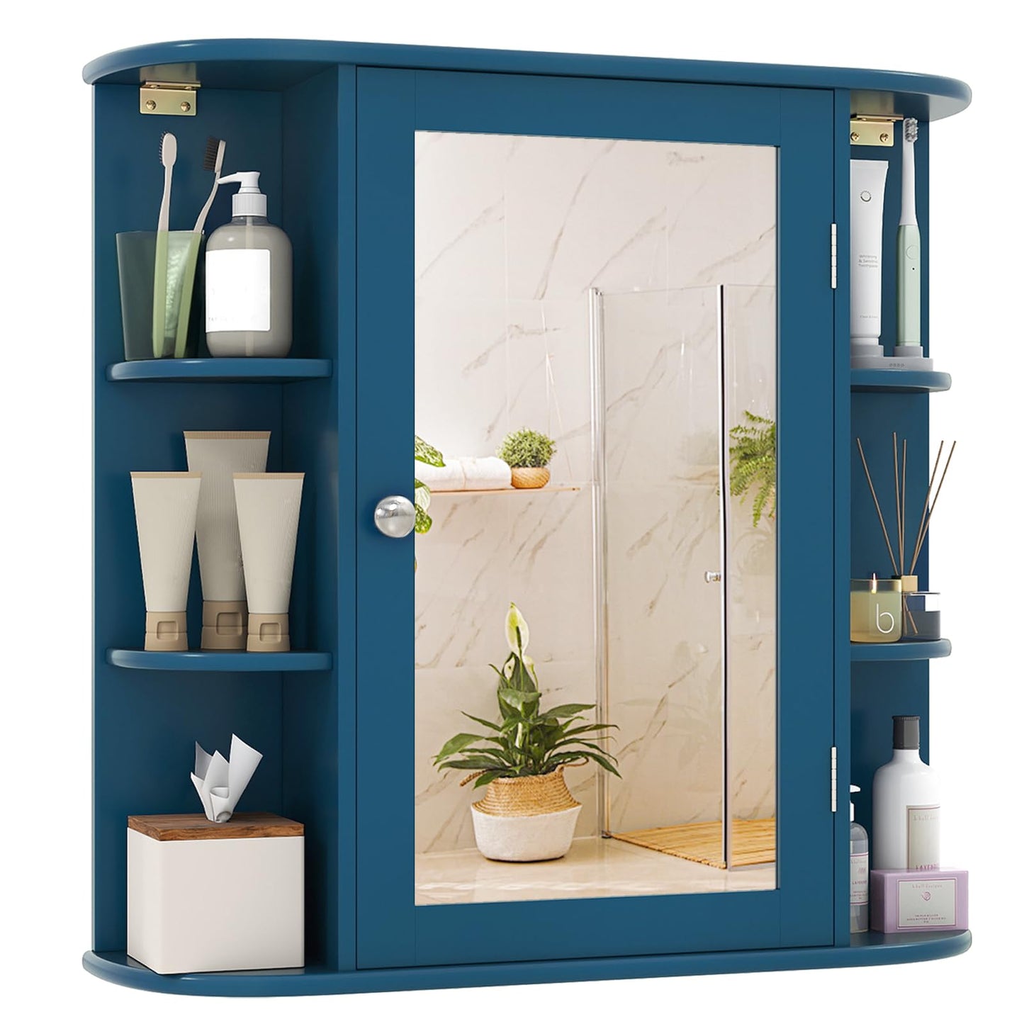 Meuble de salle de bain Tangkula avec miroir, armoire de rangement murale pour salle de bain