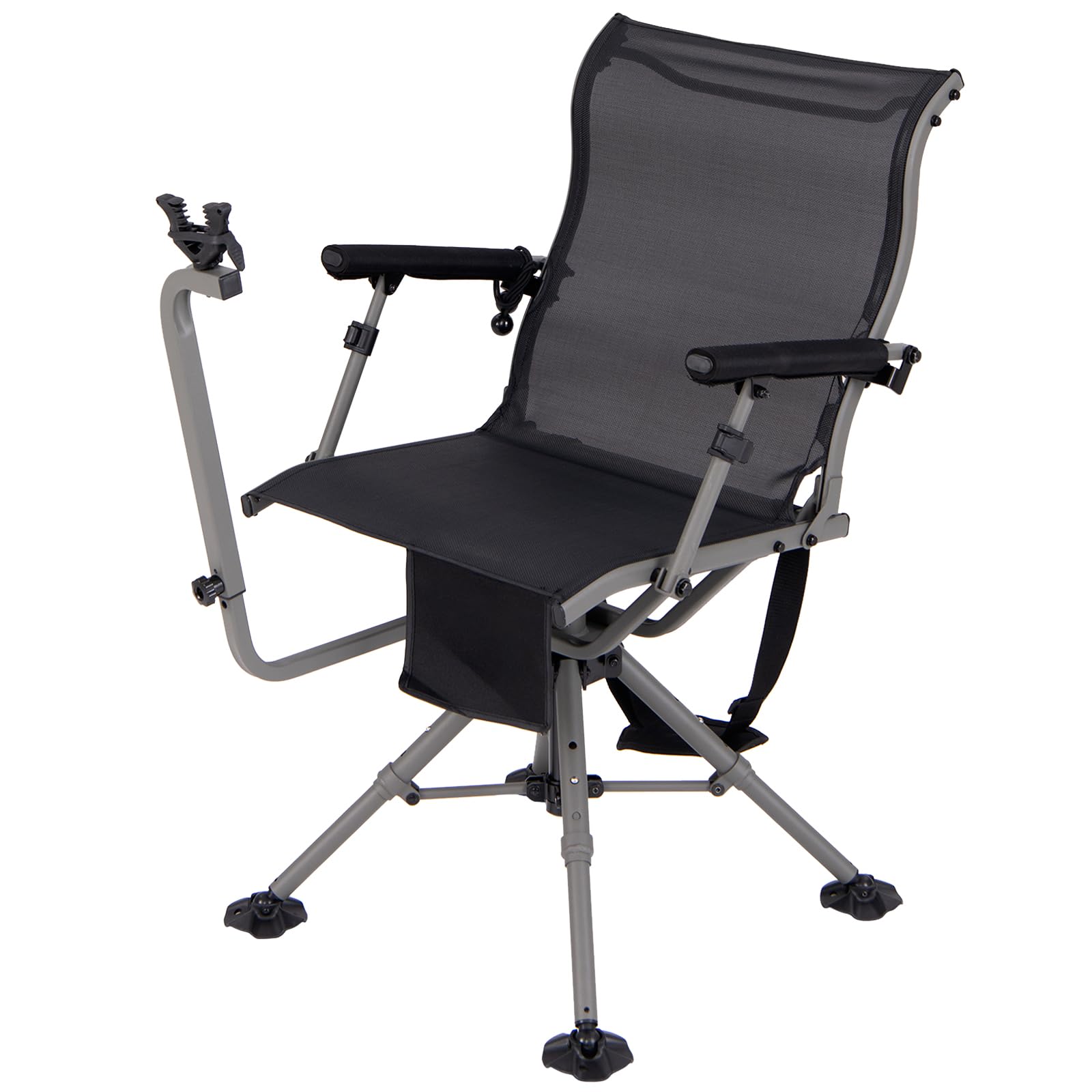 Tangkula Hunting Chair with Shooting Rest, 360° Swivel Hunting Seat with 4 Extendable Aluminum Legs