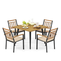 Tangkula 5 Pieces Patio Dining Set Outdoor Dining Table and Chairs with Cushions