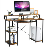 Tangkula Computer Desk with Storage Shelves, Monitor Stand