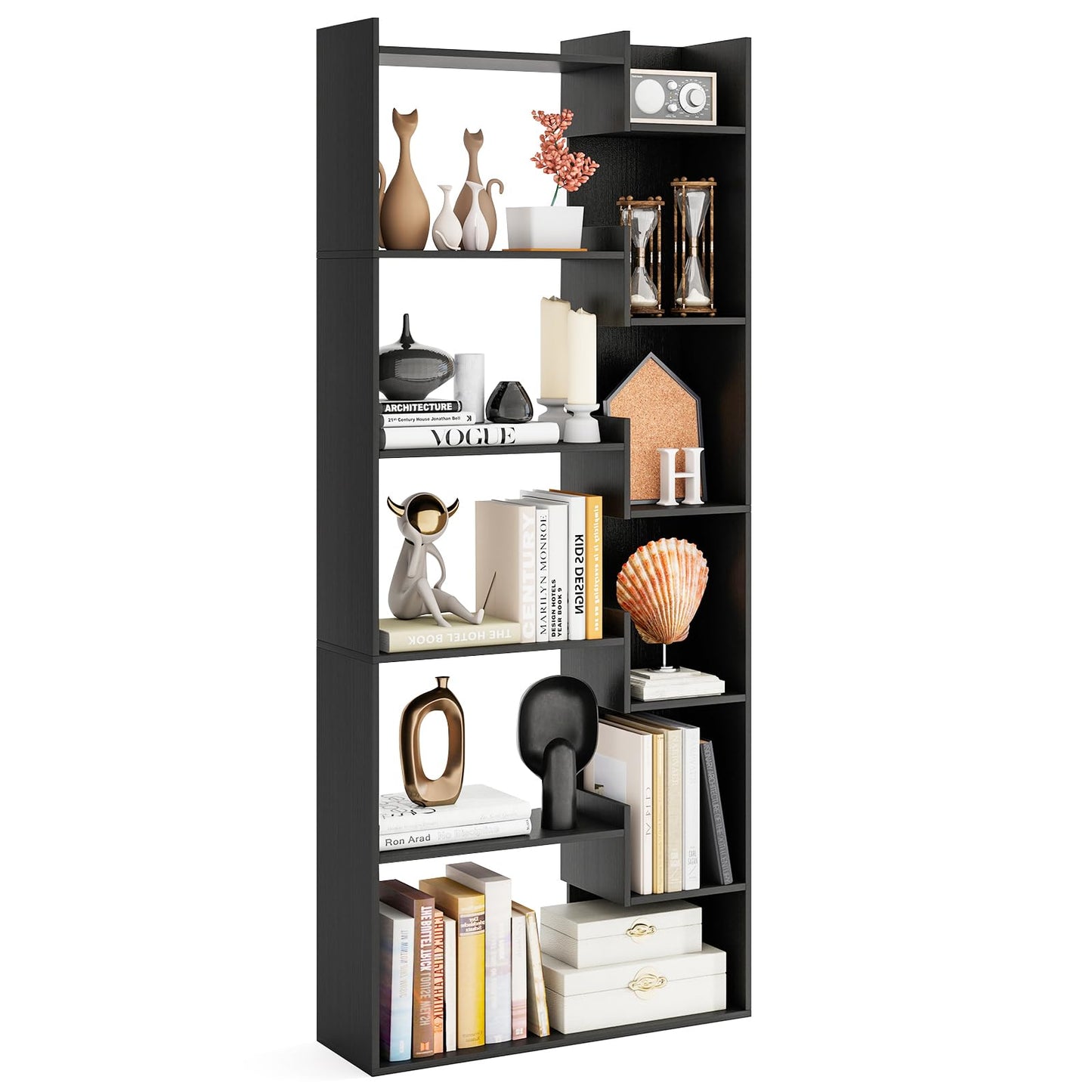 Tangkula 6-Tier Bookshelf | 64”H Tall Open Bookcase with Anti-Tip Kits (1/2)