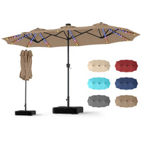 Tangkula 13 FT Solar Patio Umbrella with Base Included | Double-Sided
