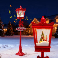 Tangkula 8 Ft Musical Christmas Street Light with Snow & Santa Scene
