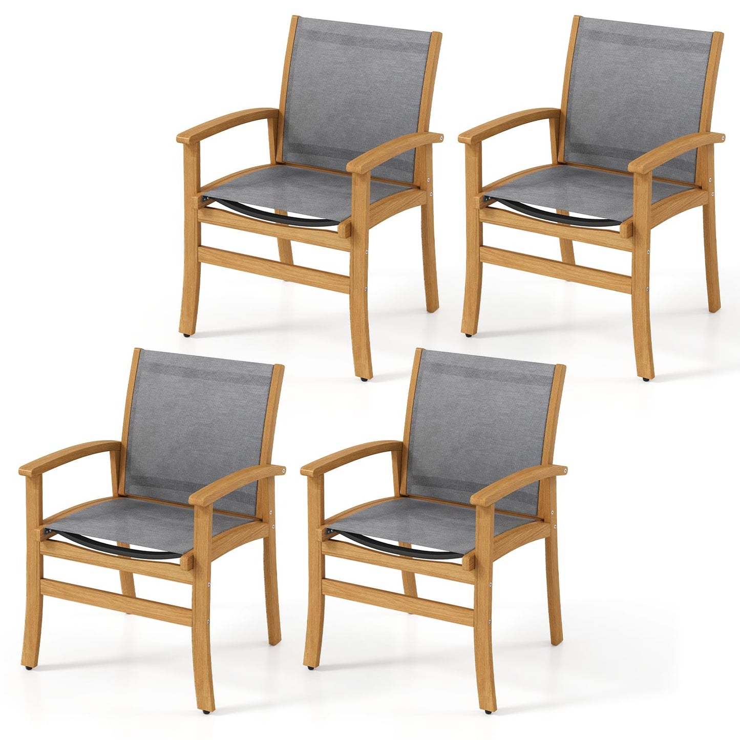 Tangkula Chaises de Salle à Manger d'Extérieur Robustes avec Accoudoirs pour Patio - Lot