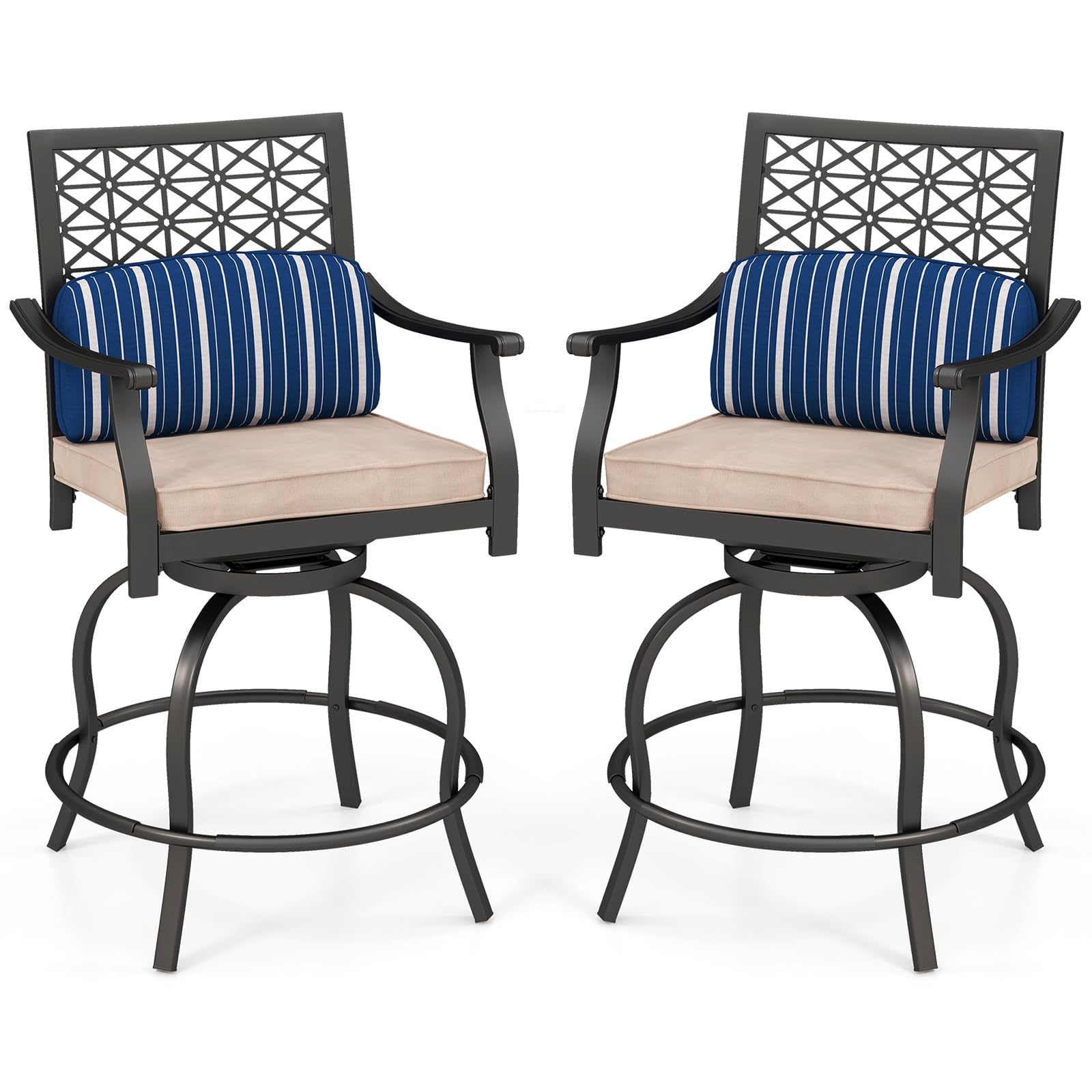 Tangkula Outdoor Patio Swivel Chairs with Steel Frame & Soft Cushions (2/4)