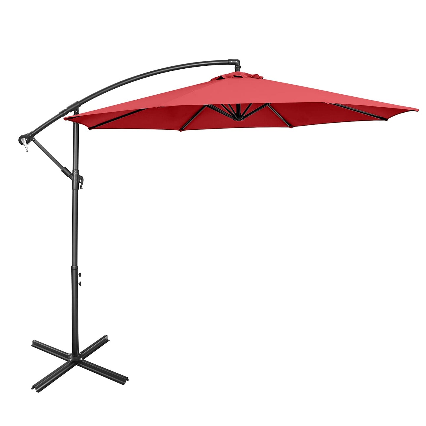 Tangkula 10 FT Patio Offset Umbrella with 8 Ribs, Outdoor Cantilever Umbrella with Cross Base and Crank