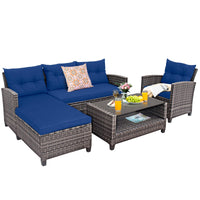 Tangkula 4 Pieces Rattan Conversation Set