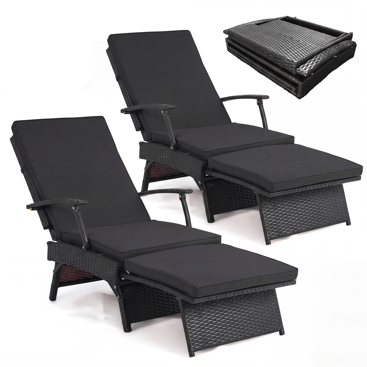 Tangkula Folding Wicker Chaise Lounge(1/2)