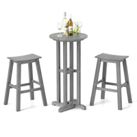 Tangkula 3PCS Outdoor HDPE Bar Table & Chair Set for 2