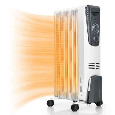 TANGKULA Electric Oil Heater, 1500W Oil Filled Radiator Heater w/ Tip-over and Overheating Protection