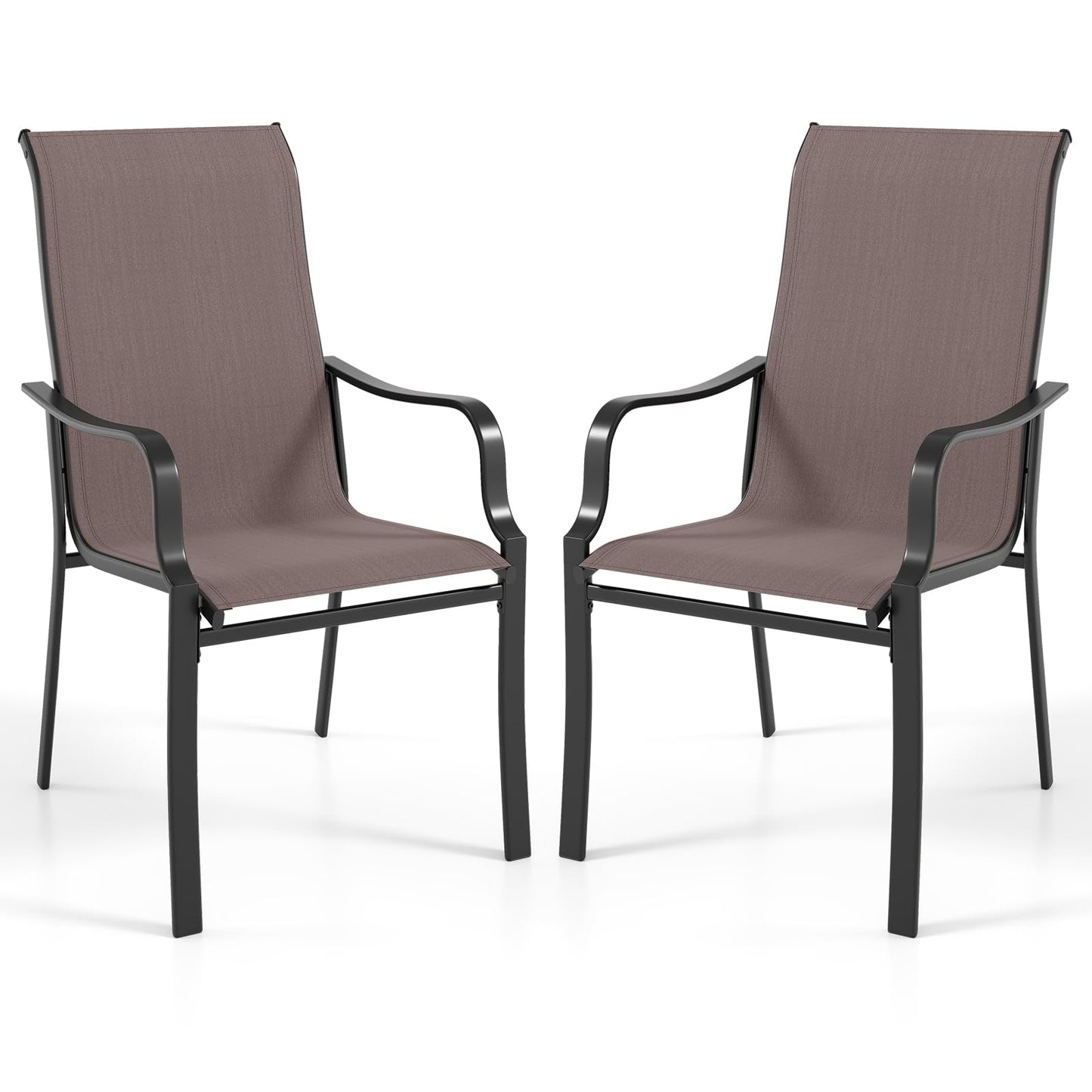 Tangkula Outdoor Dining Chairs Set of 2/4 with High Back & Curved Armrests