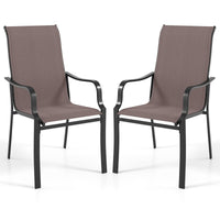 Tangkula Outdoor Dining Chairs Set of 2/4 with High Back & Curved Armrests