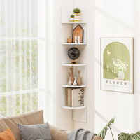 Tangkula 5-Tier Corner Shelf Wall Mount Farmhouse Floating Corner Bookshelf