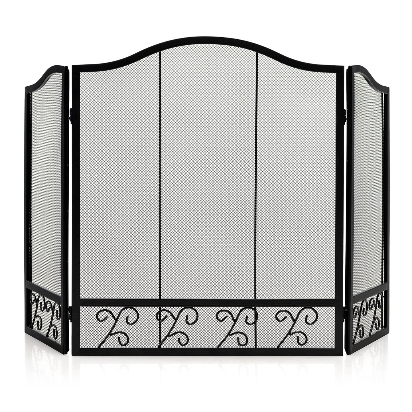 Tangkula 50 x 31 Inches 3-Panel Heat-Resistant Metal Mesh Fireplace Screen