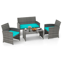 Tangkula 4 Piece Patio Wicker Furniture Set
