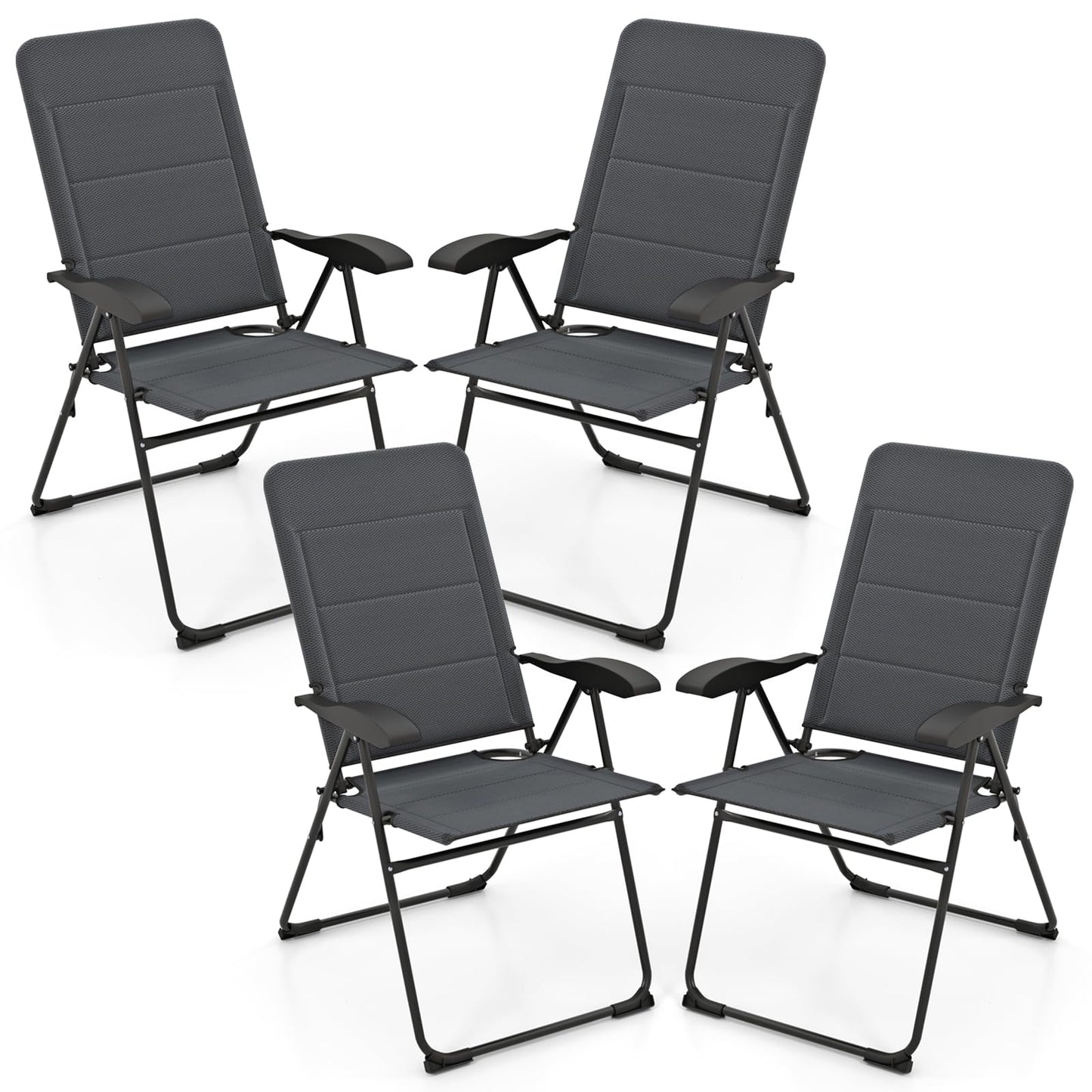 Tangkula Patio Chairs Set of 2/4, Folding Patio Dining Chairs with 7 Adjustable Backrest Positions