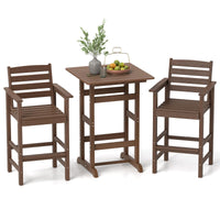 Tangkula 3-Piece Patio HDPE Bar Set