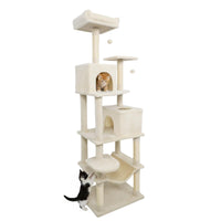 Tangkula Tour pour chat extra haute de 75 pouces avec poteau à griffer en sisal, perchoir supérieur rembourré et doubles condos