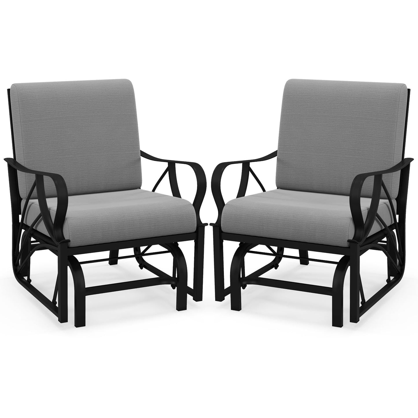 Tangkula Outdoor Patio Glider, Metal Framed Gliding Chair with Cushion