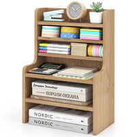 Tangkula 6-Tier Wooden Office Organizer with 2 Removable Shelves for Papers