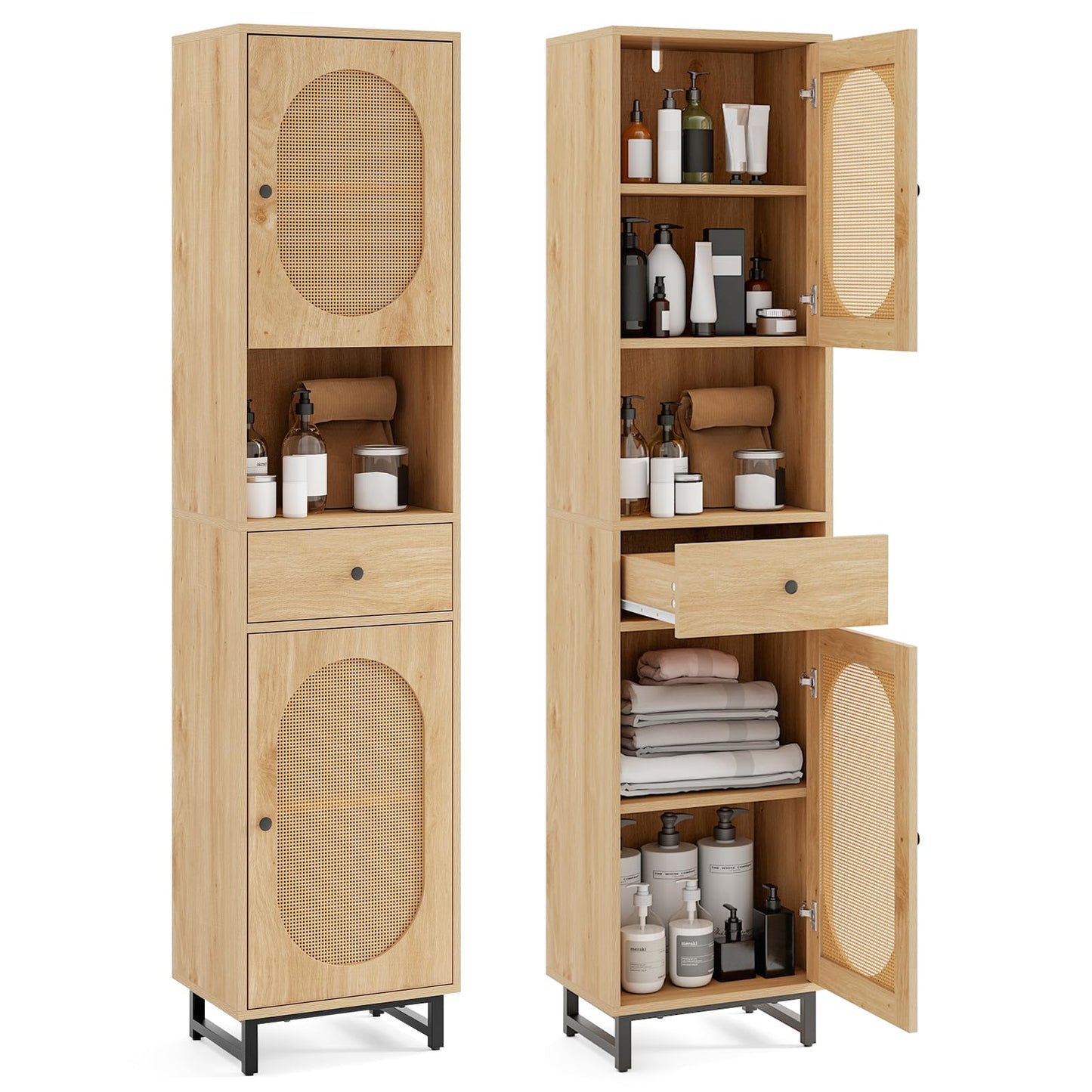 Tangkula 67" Tall Bathroom Storage Cabinet for Living Room