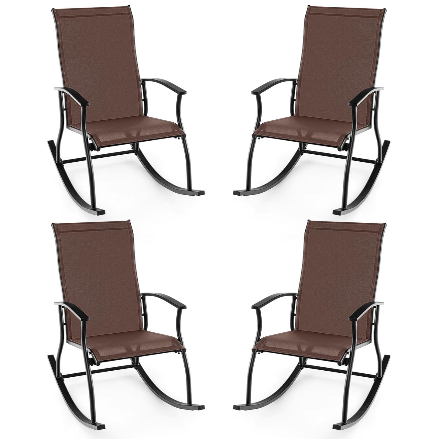 Tangkula Patio Rocking Chairs Set of 2/4, Outdoor Rocking Chair with Smooth & Safe Rocking Motion, Ergonomic Backrest