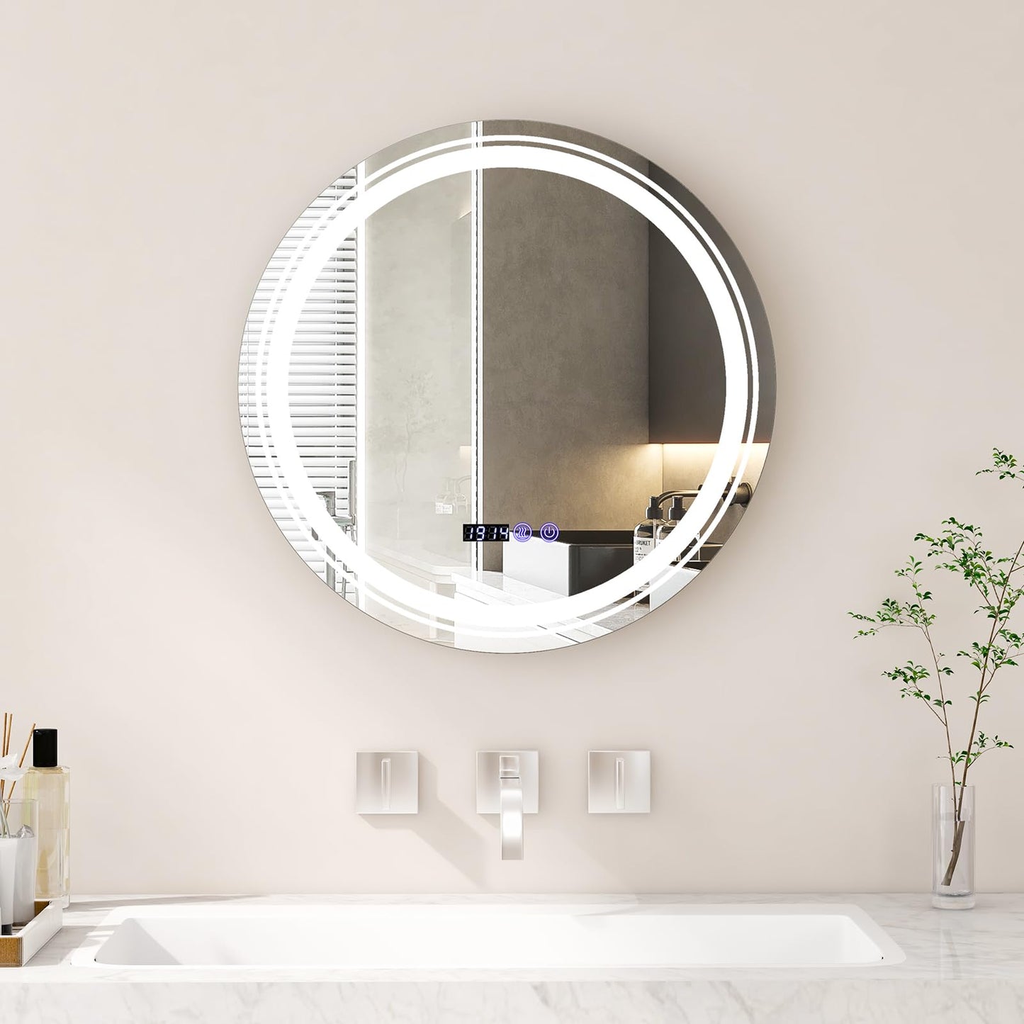 Miroir de salle de bain rond Tangkula avec LED