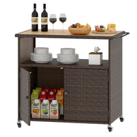Meuble de rangement d'extérieur Tangkula en rotin avec comptoir en bois d'acacia