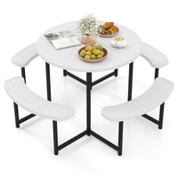 Tangkula 8 Person Picnic Table HDPE Outdoor Round Table and Bench Set