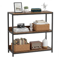 Tangkula 3-Tier Bookshelf with Wooden Shelves and Metal Frame