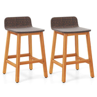 Tangkula Solid Acacia Wood Bar Stools Set