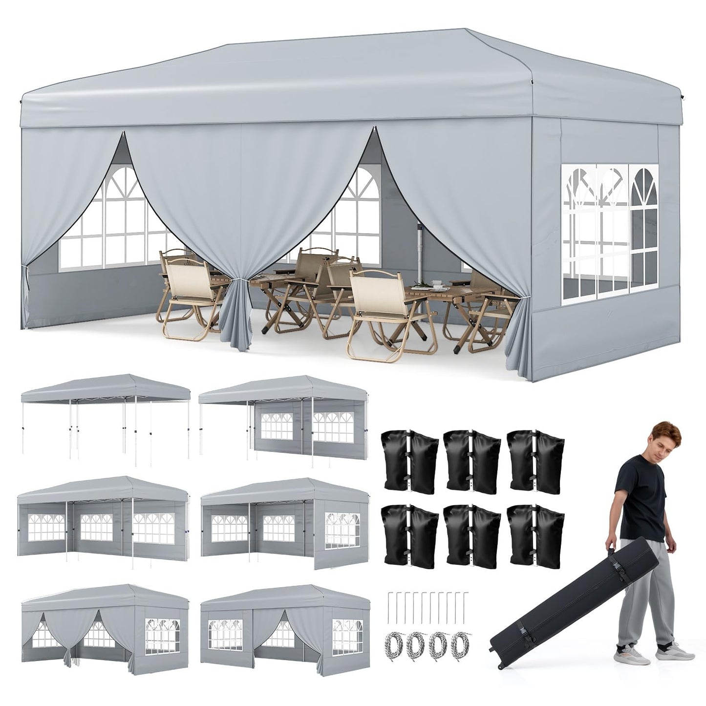 Tangkula 10x20 FT Pop Up Canopy with Center Lock