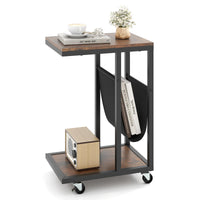 Tangkula Mobile C Shaped Side Table