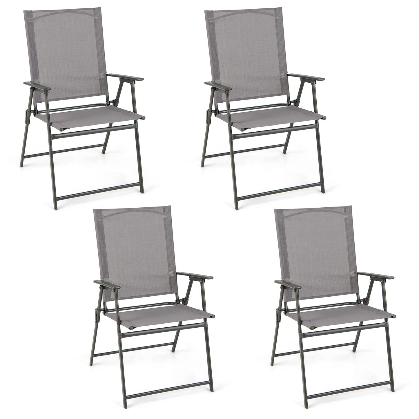 Tangkula Set of 2/4 Patio Folding Chairs, High Back Dining Chairs with Weather-Resistant Fabric