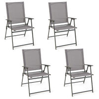 Tangkula Set of 2/4 Patio Folding Chairs, High Back Dining Chairs with Weather-Resistant Fabric