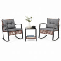 Tangkula 3-Piece Outdoor Rocking Chair Set for Garden