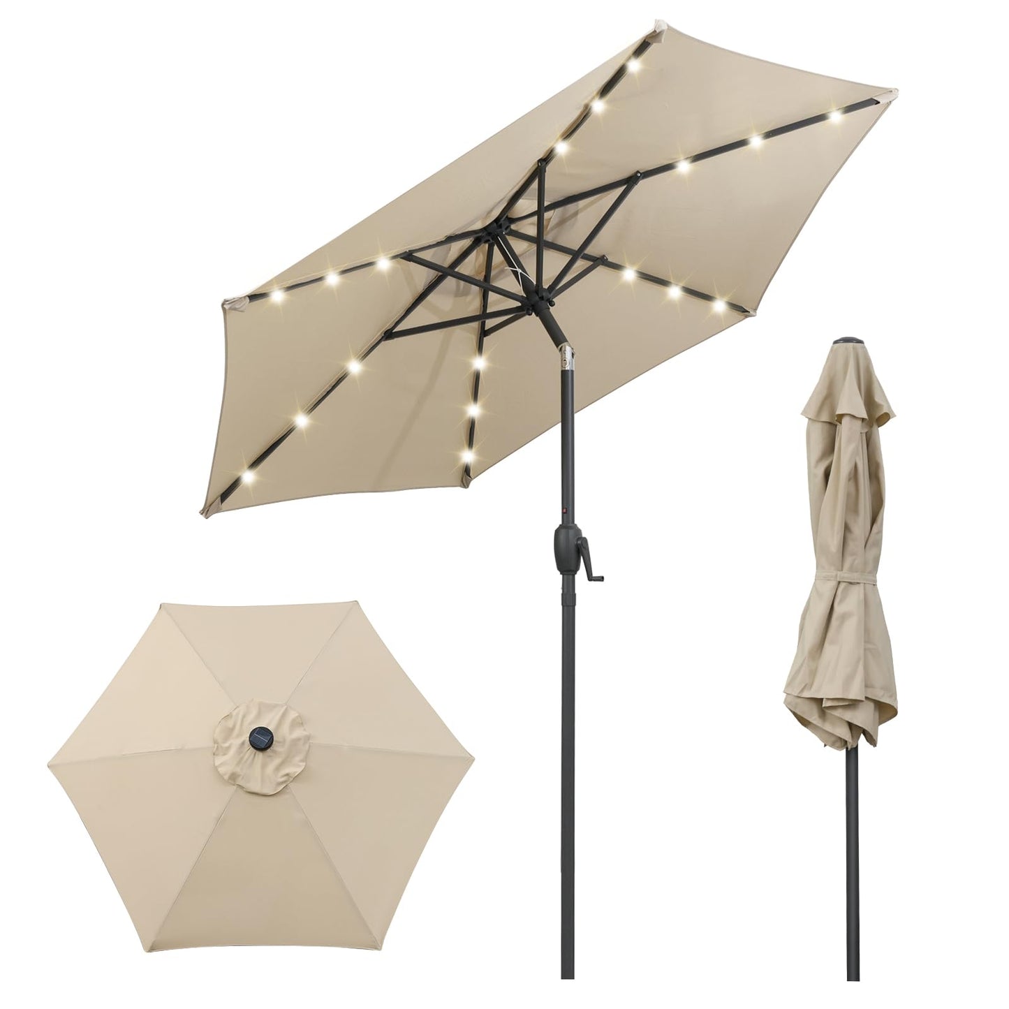 Tangkula 7.5 ft Solar LED Patio Umbrella