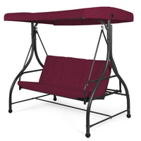 Tangkula 3 Seats Converting Patio Swing, Outdoor Porch Garden Canopy Swing with Comfortable Cushion Seats