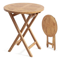 Tangkula 24” Round Solid Teak Outdoor Folding Bistro Table